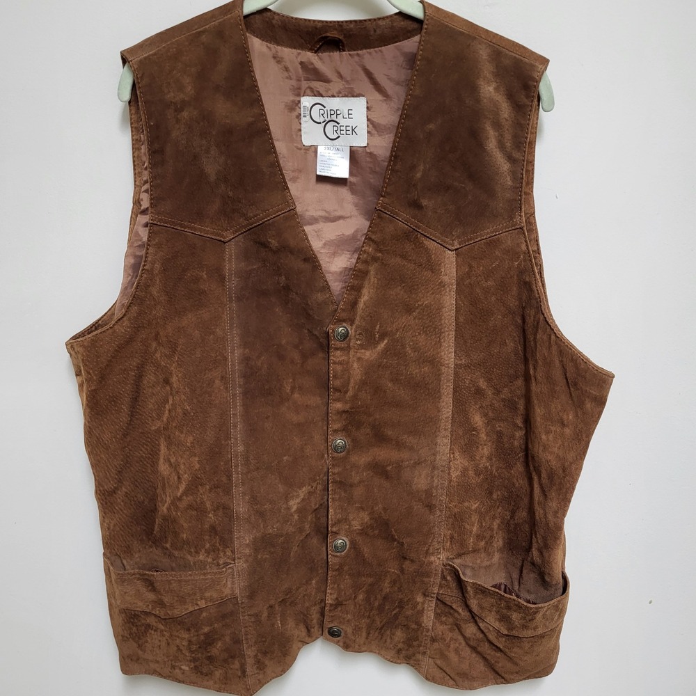 Cripple Creek Mens Brown Suede Leather Western Vest ML3061T 2XL Tall